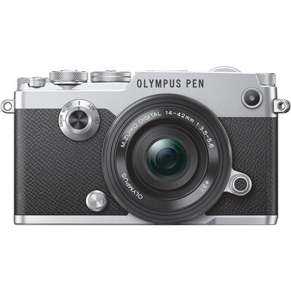 0000217490| Olympus Pen-F Silver Body With 14-42 Black Lens