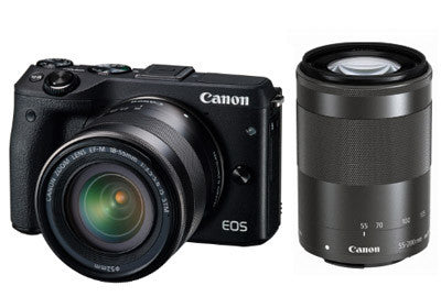 Canon M3TKISB EOS M3 Black with EFM18-55ISSTM & 55-200ISSTM (Without EF Adapter)