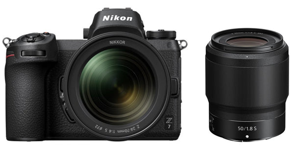 0000063990| Nikon Z7 Body w FTZ Adapter & Nikon Z 24-70 f4.0 w Z50 f1.8 Lenses