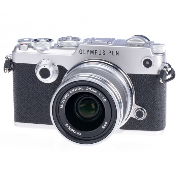 0000218990| Olympus Pen-F Silver Digital Camera Body With 25mm Silver Lens