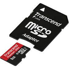 Transcend Card Micro SDHC10 8Gb with Adaptor Premium 300x