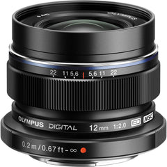  Olympus 12mm f/2.0 Wide Lens (Black)