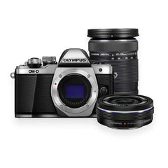  Olympus OM-D E-M10 Mark II Silver Body w 14-42mm & 40-150mm Lenses