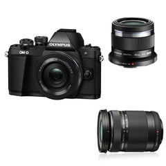  Olympus OM-D E-M10 II Black Triple Lens Kit