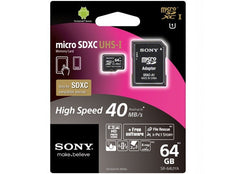 Sony SR64UYA 64GB MicroSDHC Memory Card Cl10 R40