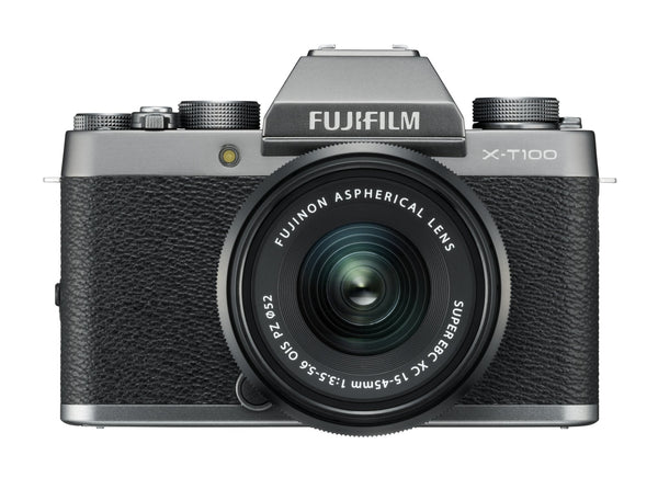 0000007990| Fujifilm X-T100 Digital Camera Dark Silver & 15-45mm Black Lens