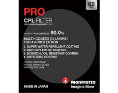  Manfrotto Filter 62mm PRO Circular Polarising