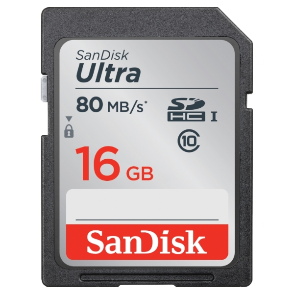 0000001495| Sandisk SD Ultra 16GB 80MB/s Class 10 Card