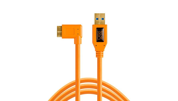 0000029999| Tether Tools Tetherpro Micro B USB 3 Right Angle Adapter Cable - 4.6m Orange