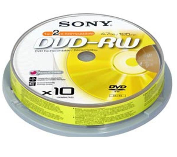 Sony DVD -RW 4.7Gb Rewritable Spindle 10 Pack       10DMW47S2SP