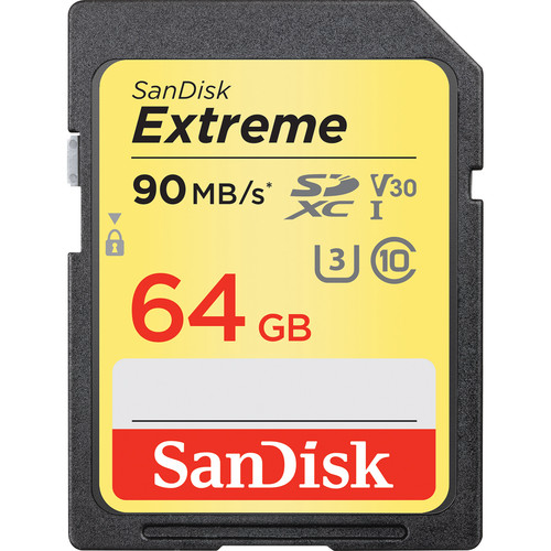 0000003995| Sandisk Extreme HDV SDXC 64GB 90MB/S Card