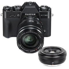  FujiFilm X-T20 Black Digital Camera With Black 18-55mm & 27mm Lenses