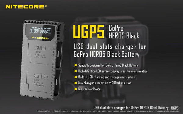 0000004995| NITECORE UGP5 Dual USB Charger for GoPro