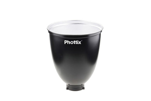 0000215995| Phottix 45deg Long Range Reflector 30cm With Grid & Diffuser For Indra & Bowens Mount