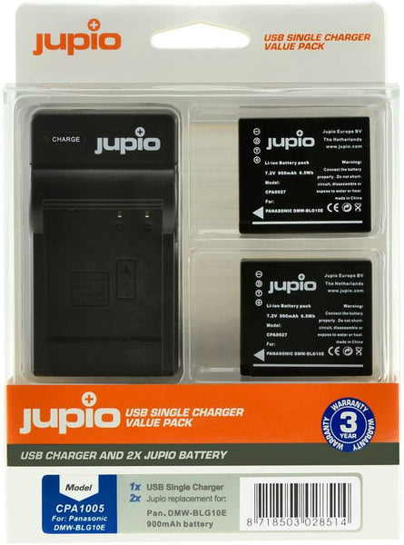 0000212795| Jupio 2x Panasonic DMW-BLG10 Batteries & Single Charger Kit