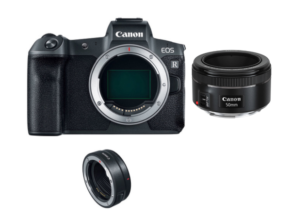 0000029770| Canon EOS R with EF-EOS R Adapter & EF 50mm f/1.8 STM Lens