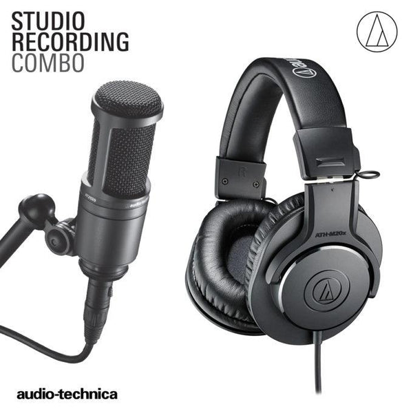 0000217995| Audio Technica TH-M20x Monitoring Headphones & AT2020 Condenser Microphone Pack