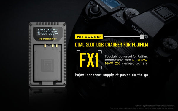 0000005995| NITECORE FX1 Dual USB Charger for Fuji W126