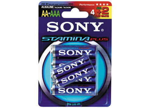 Sony Stamina Plus AA Size 4-PC W/ AAA 2-PC Fr       AM3B4X2A