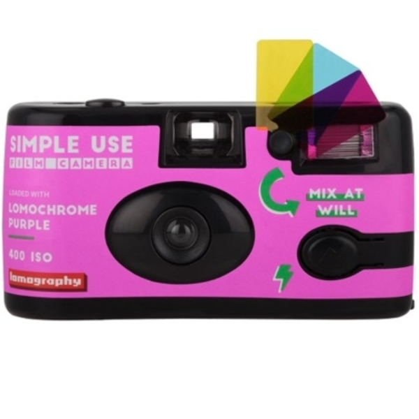 0000004945| Lomo Simple Use Film Camera Purple Chrome Disposable