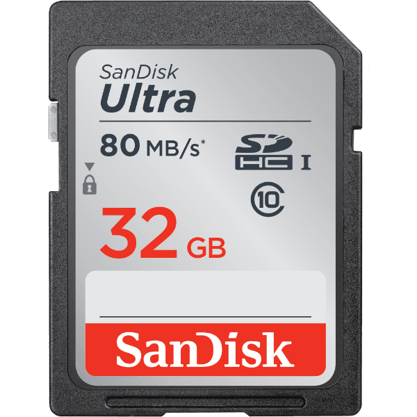 0000001695| Sandisk SD Ultra 32GB 80MB/s Class 10 Card