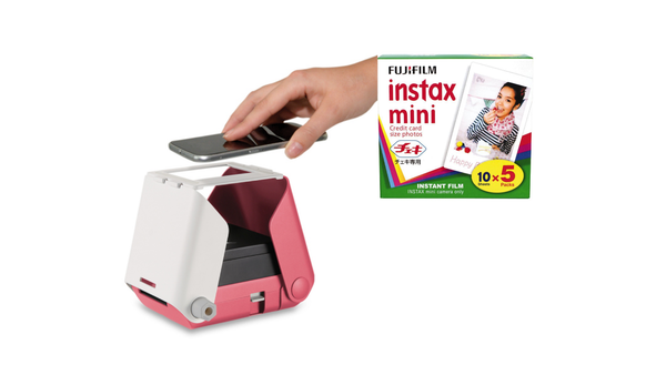 0000027995| KiiPix Smartphone Photo Printer Cherry Bloss & Fujifilm Instax Mini 50 Pack Film